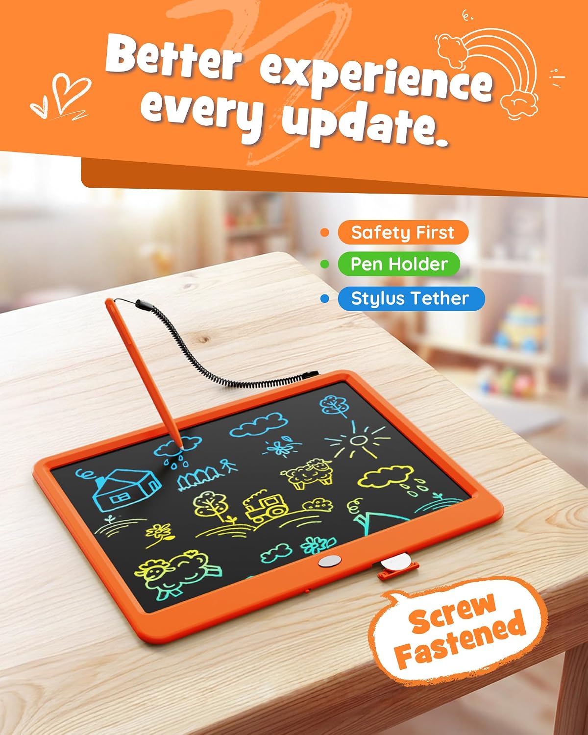 LCD Writing Tablet 10 Inch - Orange / 12 inch - image 3