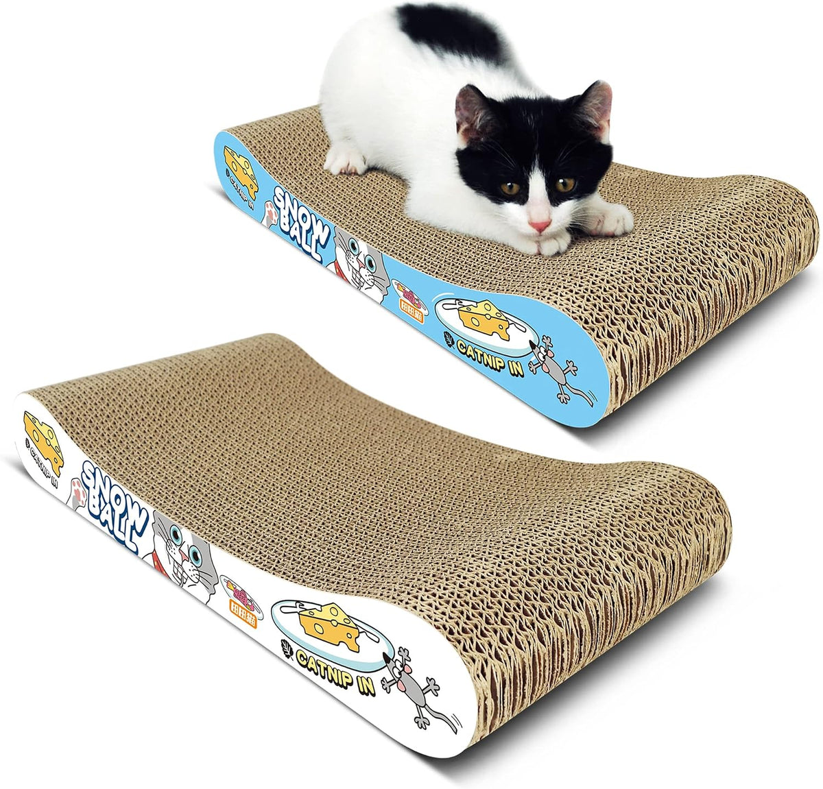 TTCAT Cat Scratching Pad, 2 Pack Corrugated Cat Scratcher Cardboard, Bone Type Durable Cat