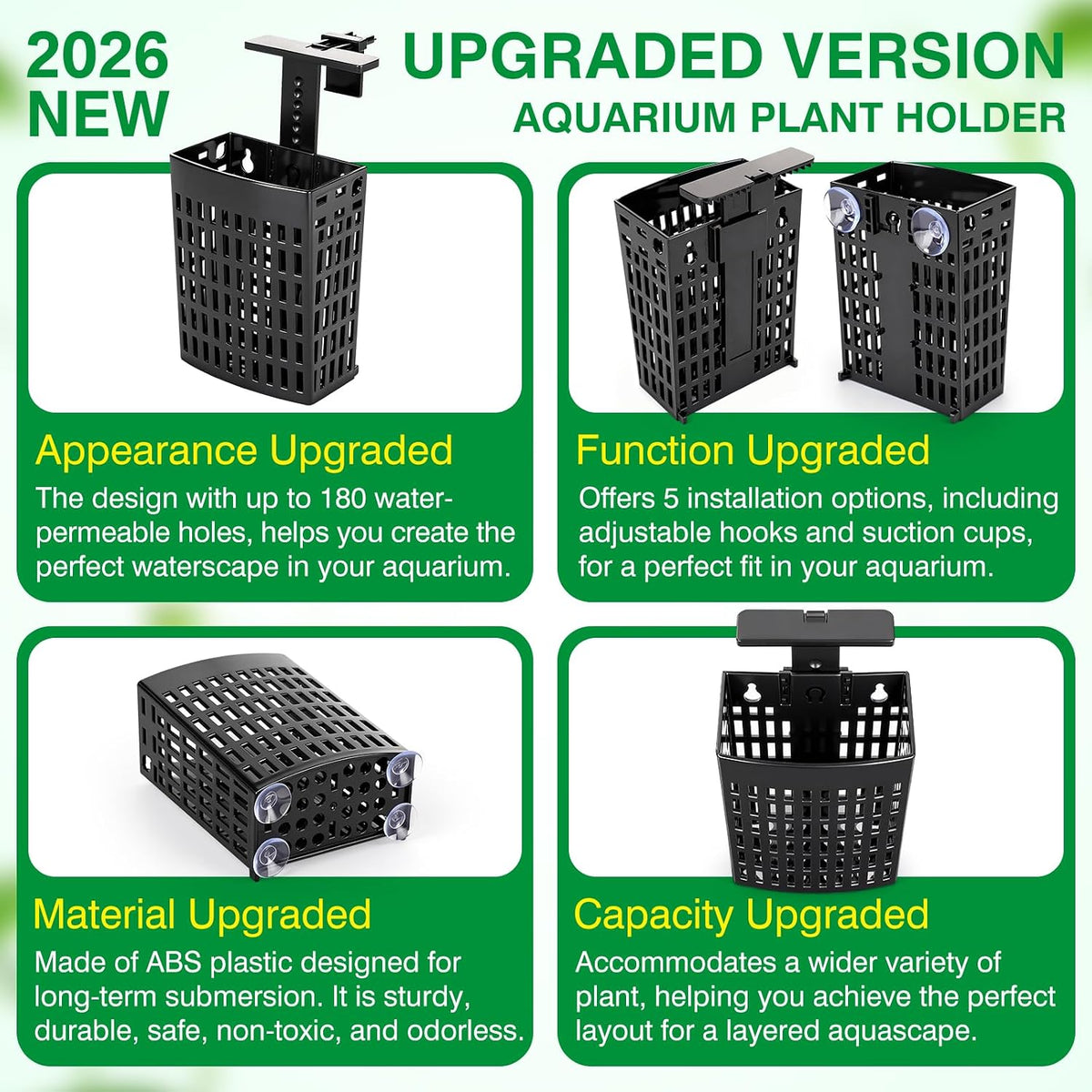2026 Latest Upgraded Aquarium Plant Holder Adjustable Height - Black-2 Pack - image 3