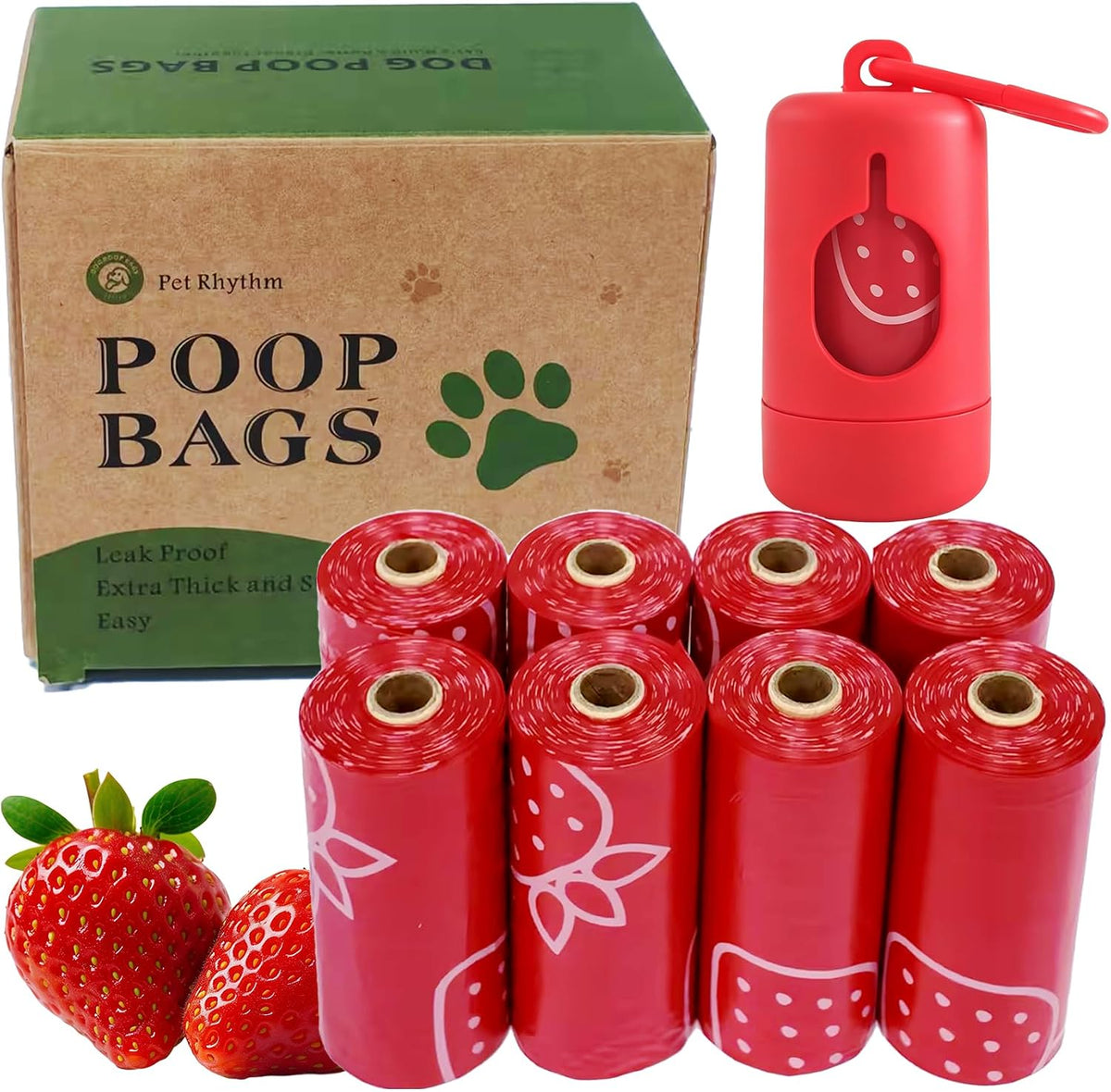 Cherry Blossom Scented Dog Poop Bags, 42 Rolls 630 counts - red / 120 Count (Pack of 1)