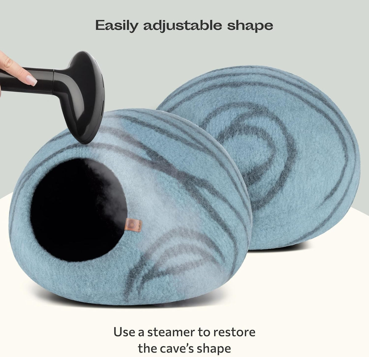 Cat Cave, New Zealand Wool Bed for Indoor Cats - Aquamarine / Large - image 3