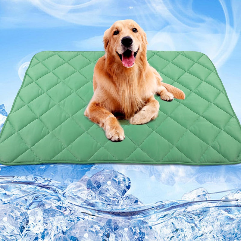 Cooling Blanket for Dogs, Dog Cooling Mat & Bed, Lightweight - Green / L