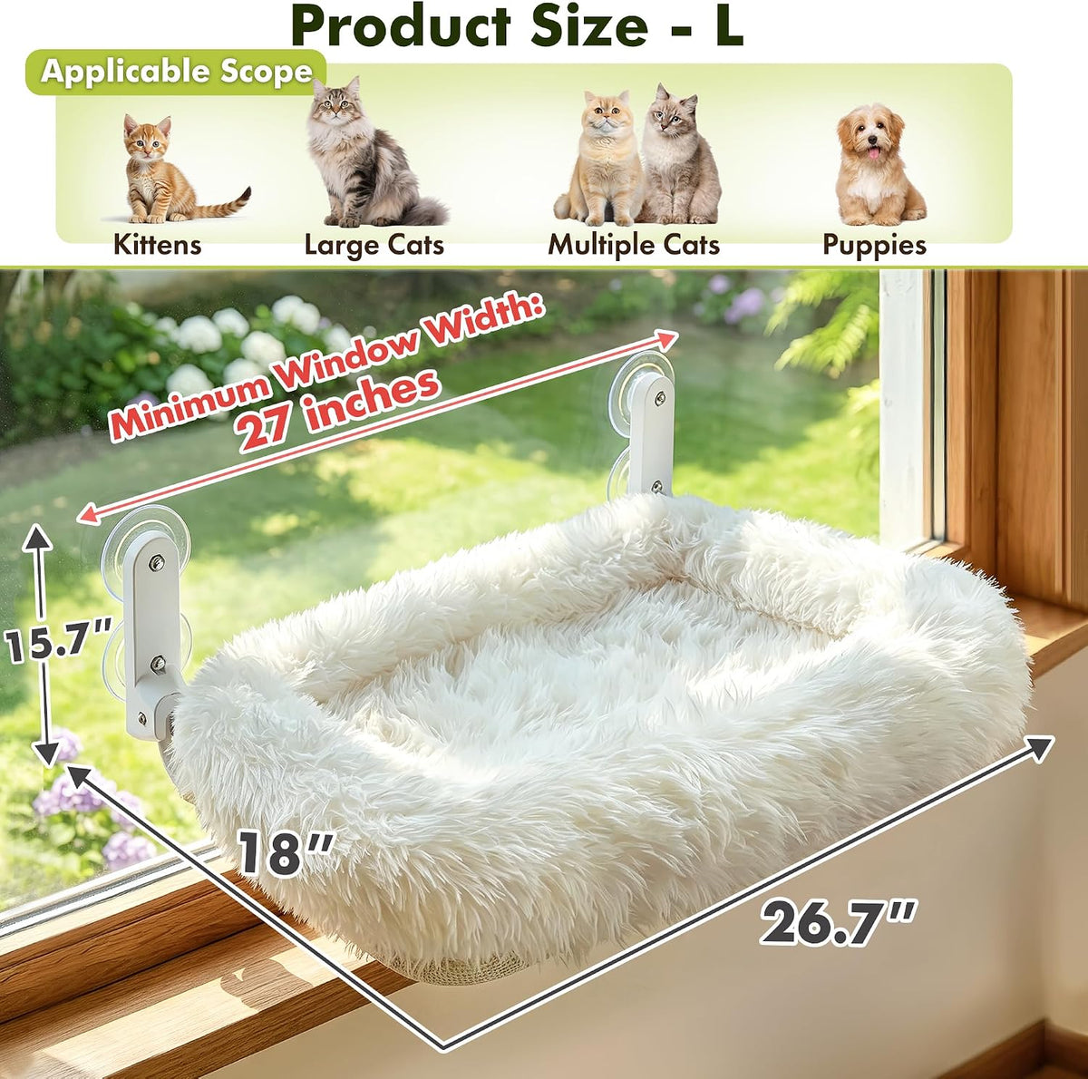 Foldable Cat Window Perch - White / 26.7''x18'' - image 2