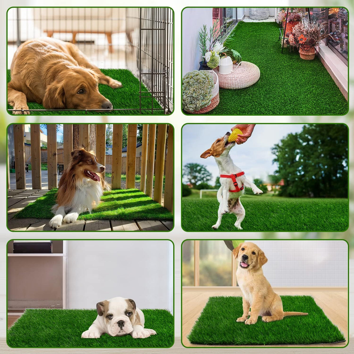 Fake Grass Pad for Dogs Potty Training Artificial Turf - 48x32 Inch / Green - image 4