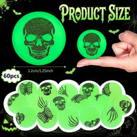 Seenelling 60 glow in the dark Halloween bouncy balls with skeleton print, green - view 35