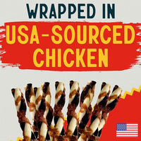 Canine Chews 5" Triple Flavor Rawhide Stick Twists for Small Dogs Dog Treat Dental Stick Chicken, Pork, Beef Flavor Chew Toy (100 Pack)
