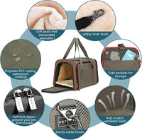Petsfit Expandable Cat Dog Carrier for 2 Cats, 19" Lx 12" Wx 12" H Soft-Sided Portable Pet Carrier for Travel, Dog Carrier for Small Dog with 2 Side Extensions, Anti-Escape