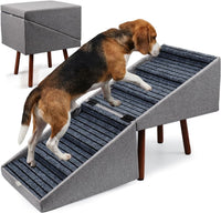 XXL 2-in-1 Ottoman Dog Stairs for Large Dogs - Gray H 21.6"