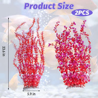 23" Tall Aquarium Plastic Plants - Red - image 2