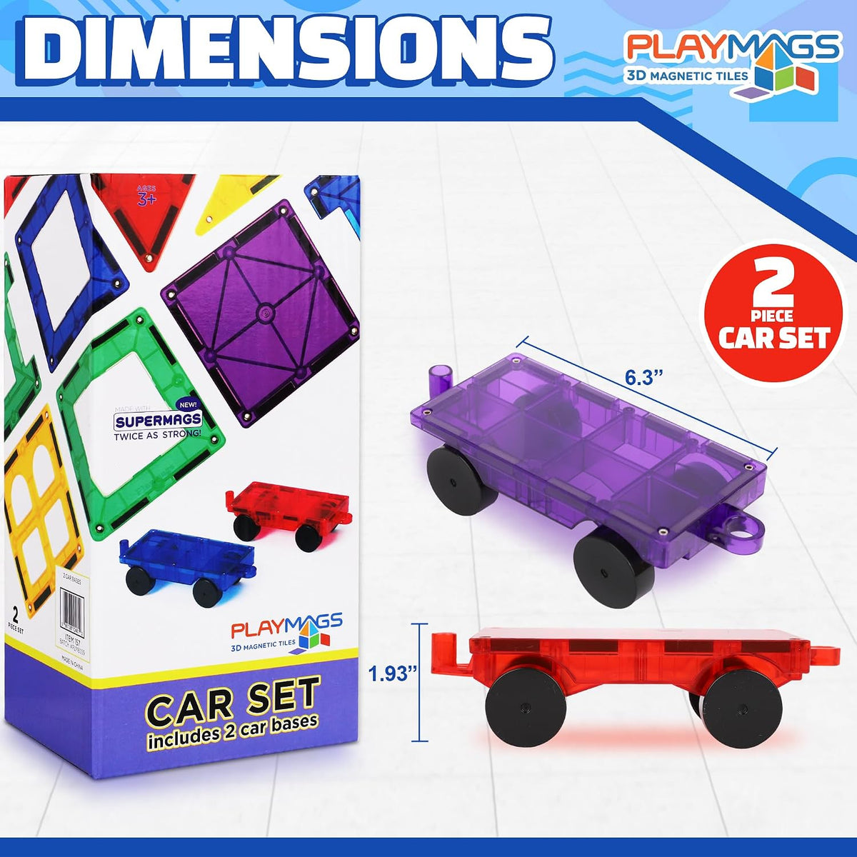 Playmags Large Magnetic Figures Community Set of 15 Pieces - 3. Add-On 2-Piece Car Set - image 2