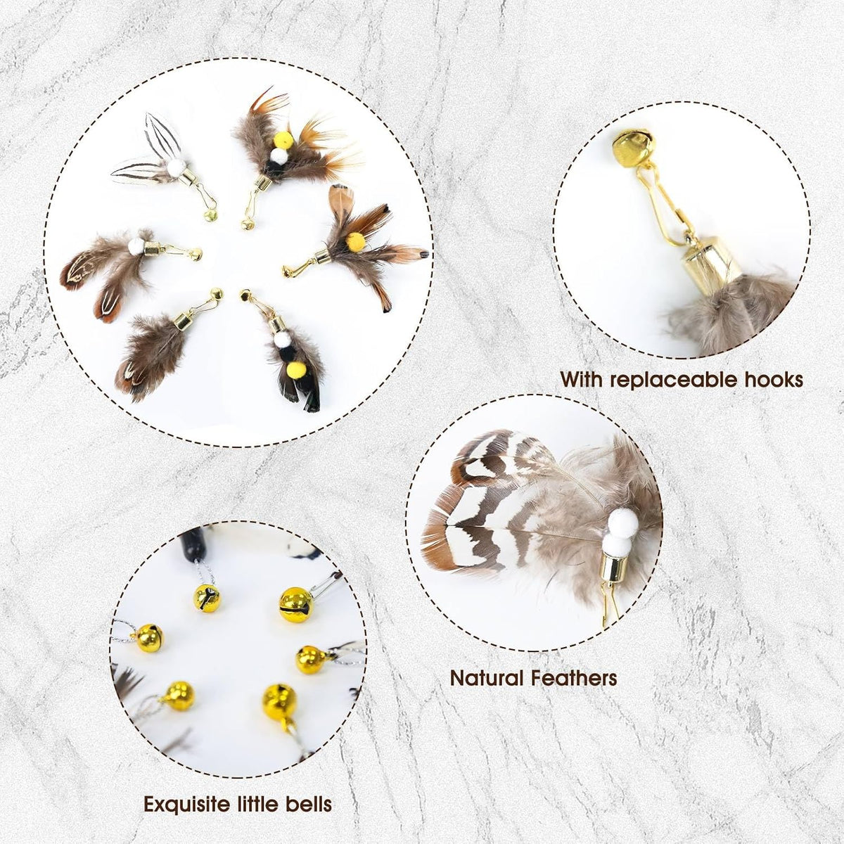 Cat Insect Feather Toys Replacement Cat Toy Wand Refills - Style 1 - image 2