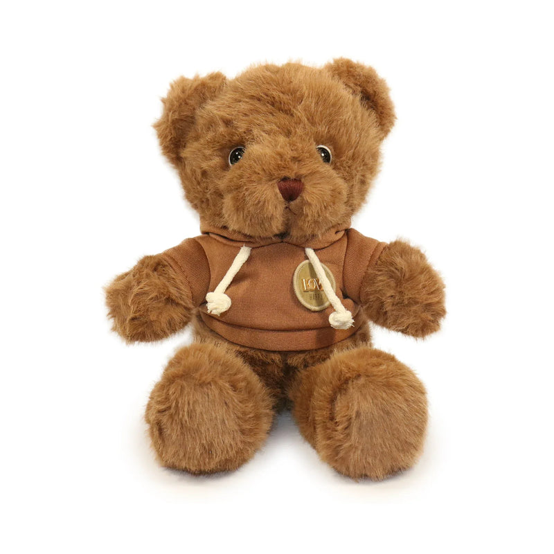 12-inch Fashionable Good Vibes Bear with Brown Hoodie - BIG FRENCHIES