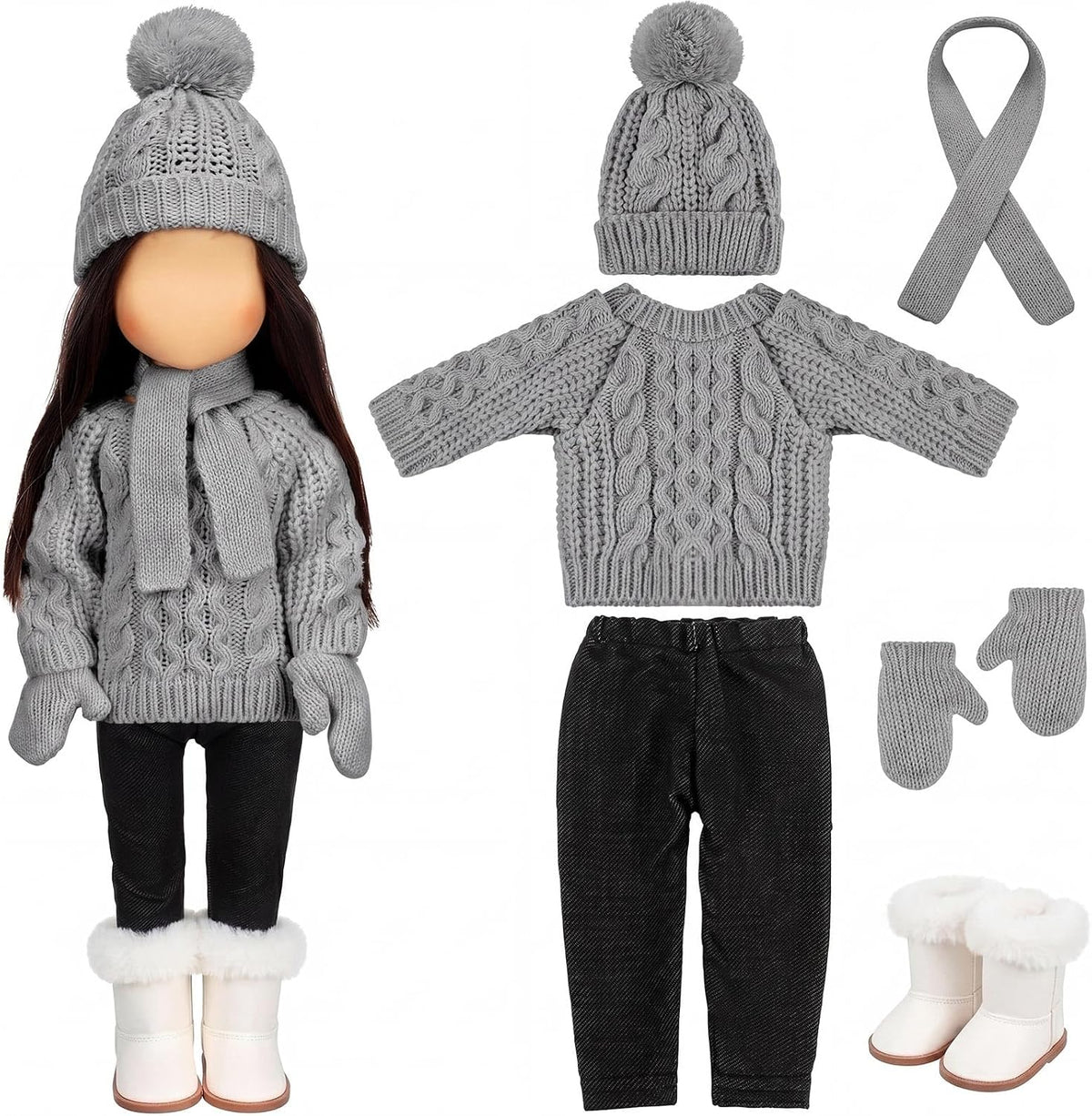 Bencailor 18 inch doll clothes set with jacket, vest, pants, hat and high boots in Christmas cowgirl - view 4