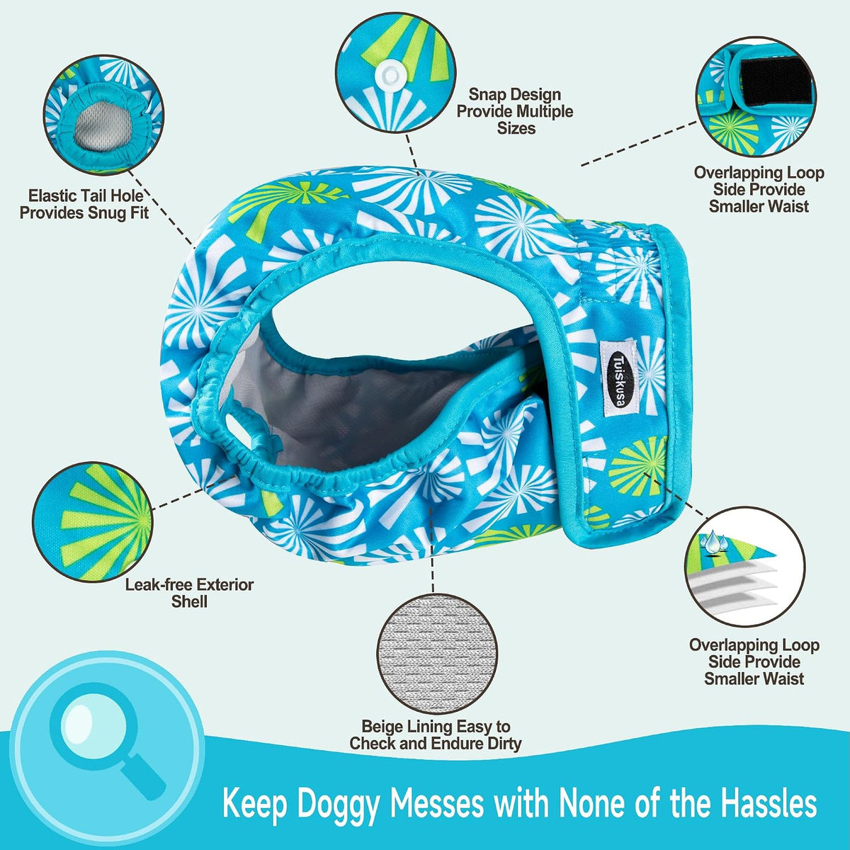 Tuiskusa Reusable Washable Dog Diapers Female - Fireworks 5-Pack / Small - image 3