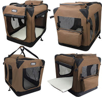 EliteField 3-Door Soft Dog Crate with Bed & Carrying Bag – Essentials for Dogs - Brown / 36.0"L x 24.0"W x 28.0"H - image 3