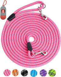 Long Dog Leash for Training 10FT/16FT/20FT/30FT/50FT/100FT - 20FT* 3/8 inch / 1Pack Pink