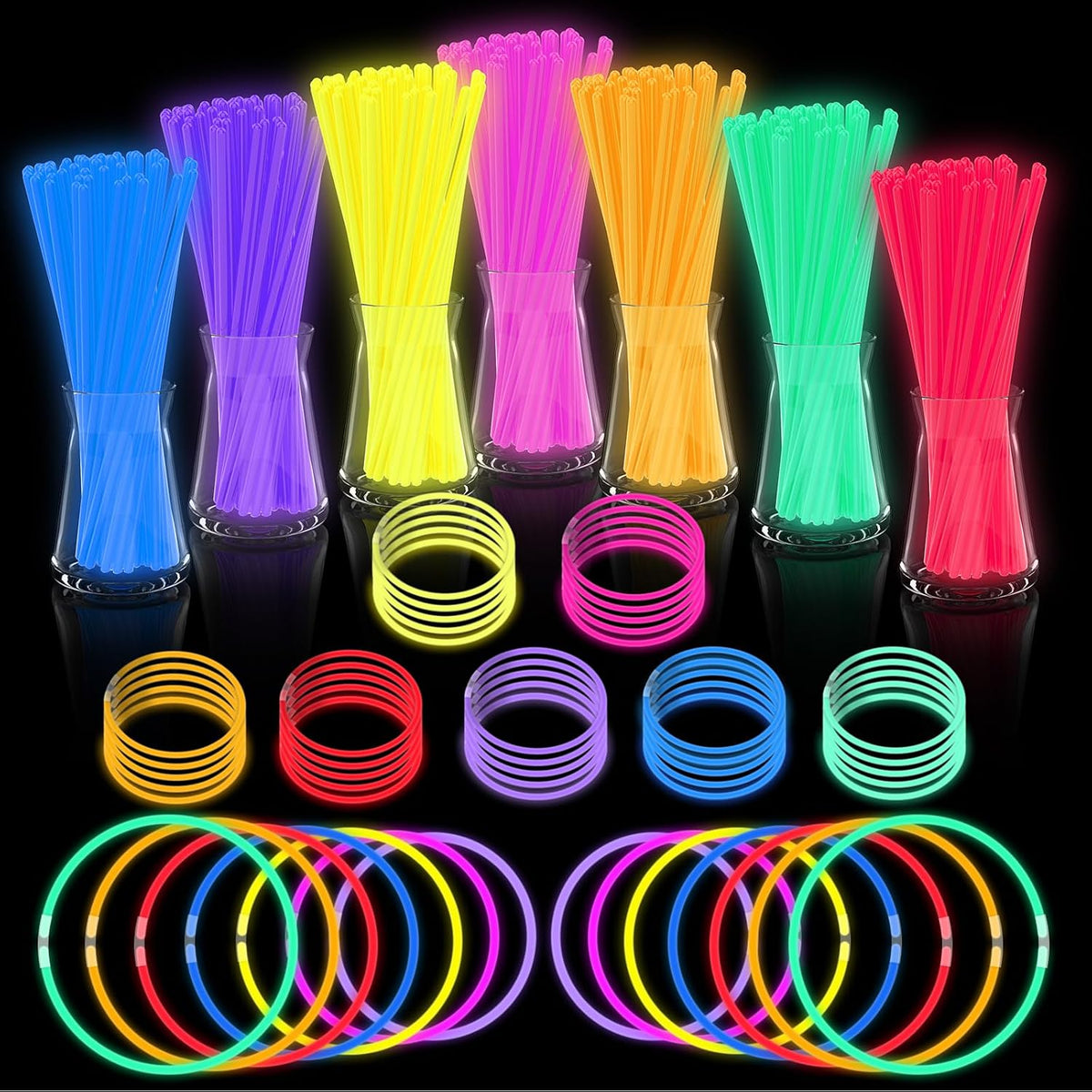 JICUICUI Glow Sticks Bulk Party Pack - 50glow sticks