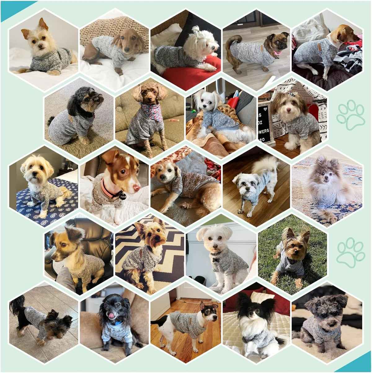 Dog Sweaters for Small Dogs, Soft Fleece Puppy Clothes - Grey / Large - image 4