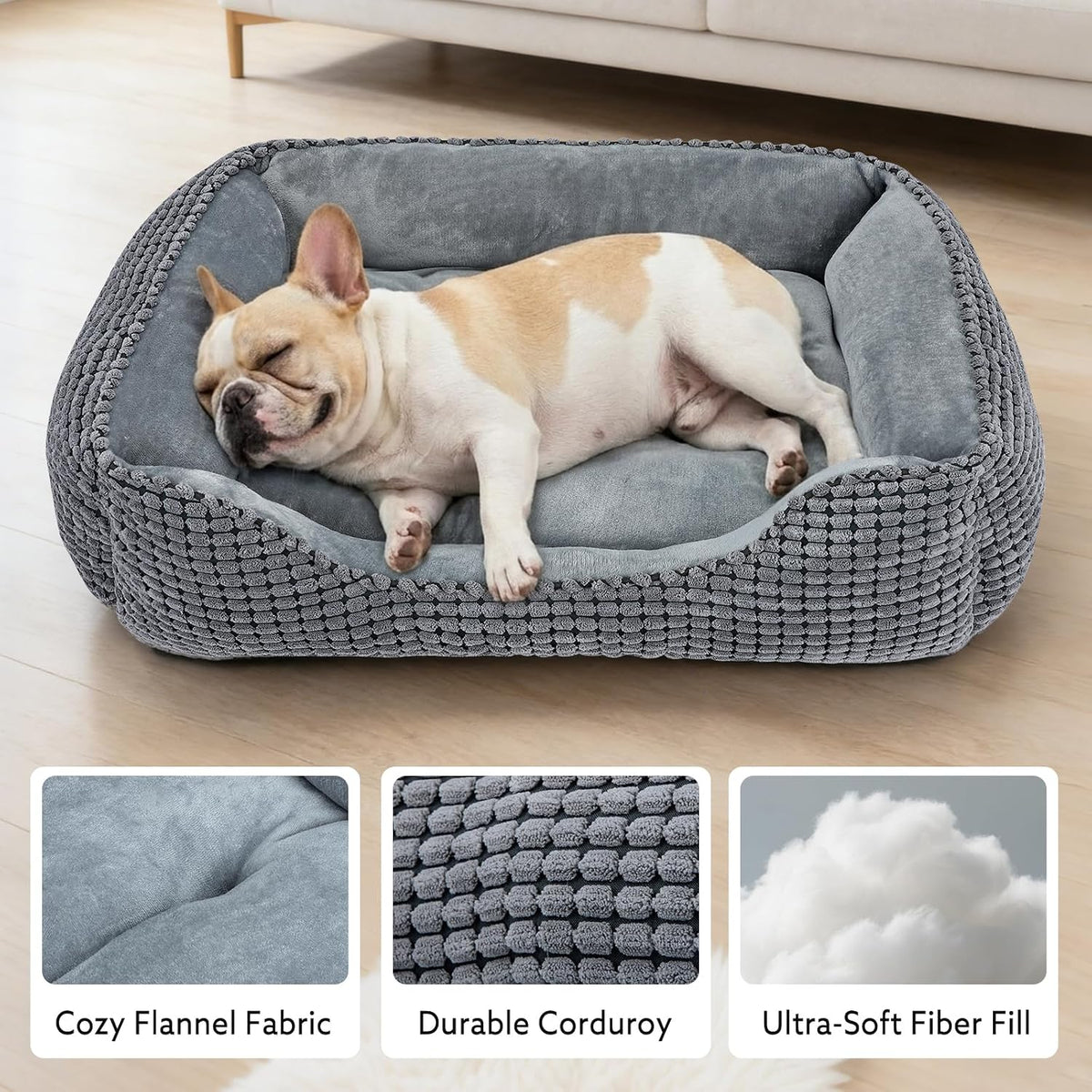 MIXJOY Dog Bed for Large Medium Small Dogs - Grey / S(20’’x 19’’x 6’’) - image 2
