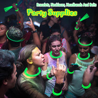 ILHSTY 100 pack green 8 inch glow sticks with connectors for necklaces - view 9