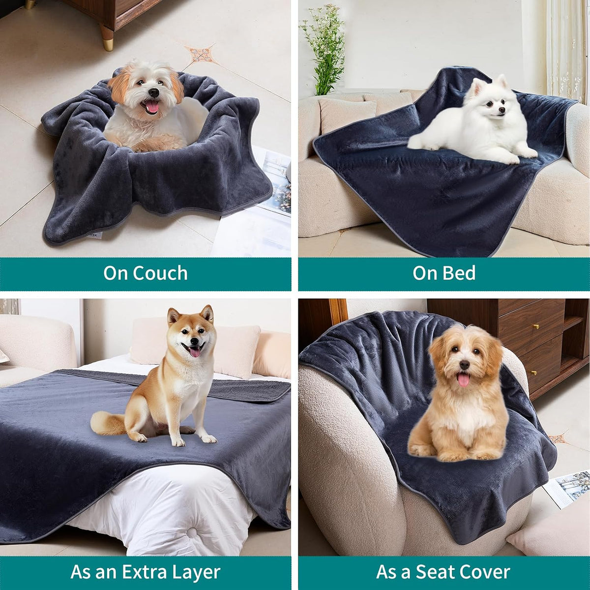 Waterproof Dog Blanket 60x50 Inches - Solid-grey / Medium (40x30) - image 4