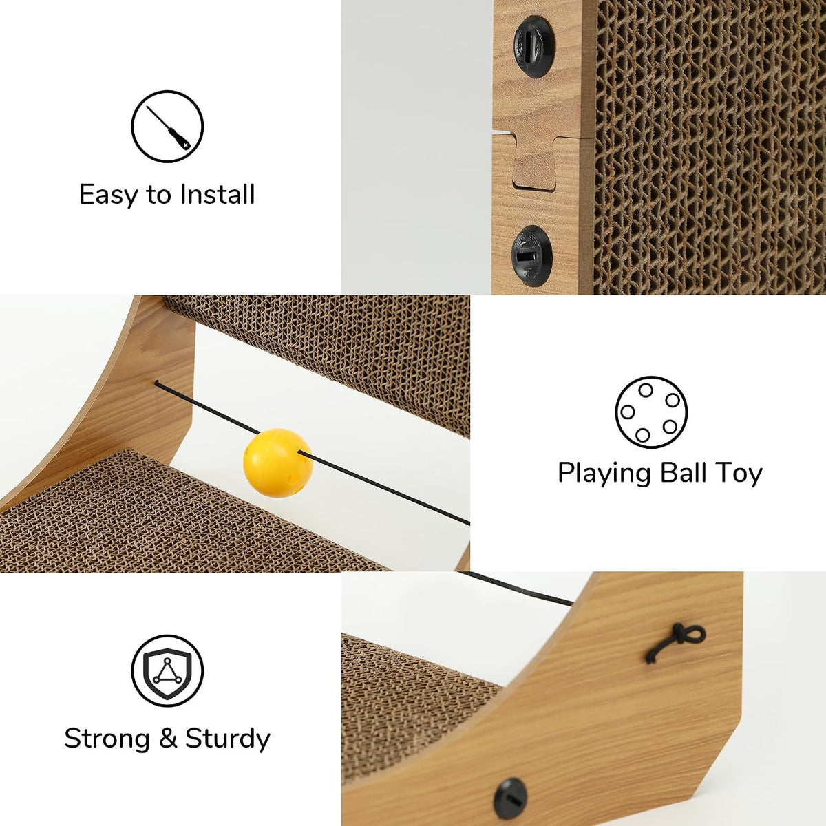 FUKUMARU Cat Scratcher, 26.8 Inch L Shaped Cat Scratch Pad for Indoor Cats – Essentials for Cats - 1 Pack 18.9 in Wood Color - image 4