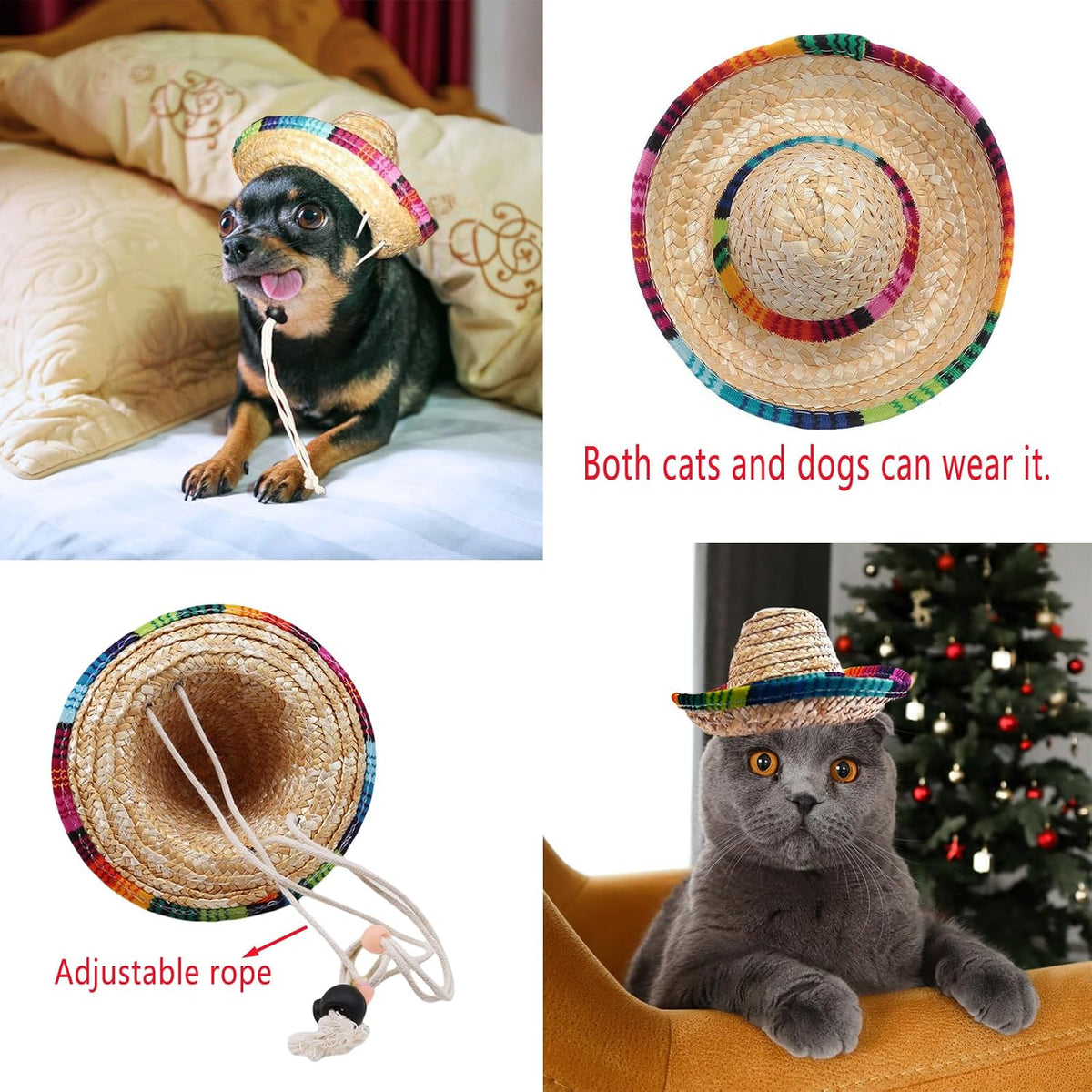 Pet Straw Hat Funny Mexican Sombrero Cap Party Decorations Cinco De - image 2