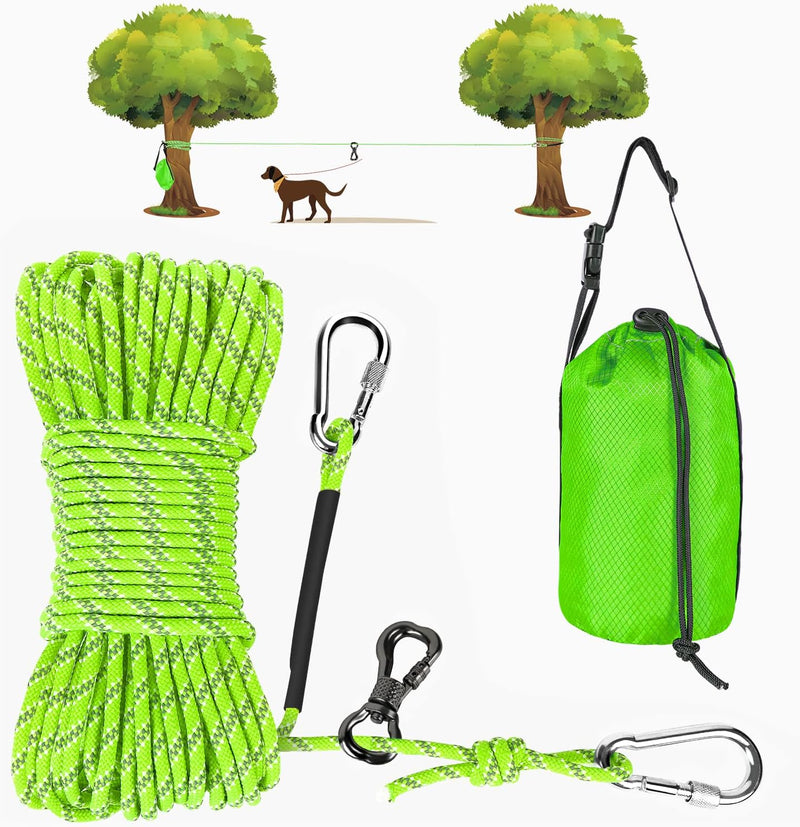XiaZ Dog Tie Out Cable for Camping, Camping, Parks - Green / 100ft