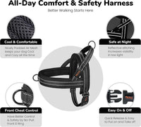 Didog No Pull Dog Harness for Large Dogs, Breathable Mesh Padded - Black / L: Chest 27-33", Fit 50-80 lbs - image 4