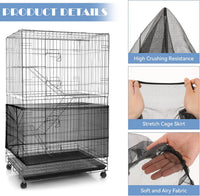Trinkrittey Bird Cage Seed Catcher White Bird Cage Net Cover - Black - image 4