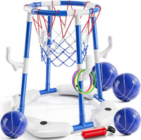 NIPLOOOW Pool Basketball Hoop - Floating Basketball Hoop-Blue