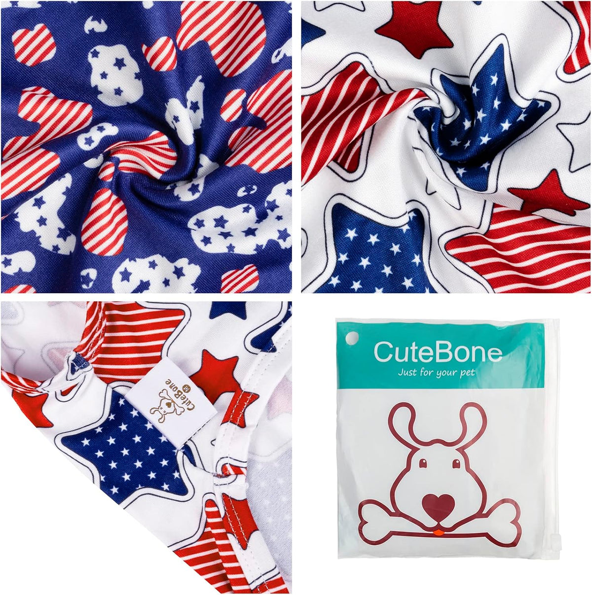 CuteBone Dog Shirts 2-Pack Soft Pet Clothes Breathable Summer Vest - Small / Stars&map - image 2