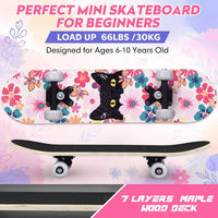 Honoson kids skateboard set with dinosaur print maple deck and black knee pads, elbow pads and wrist - view 32