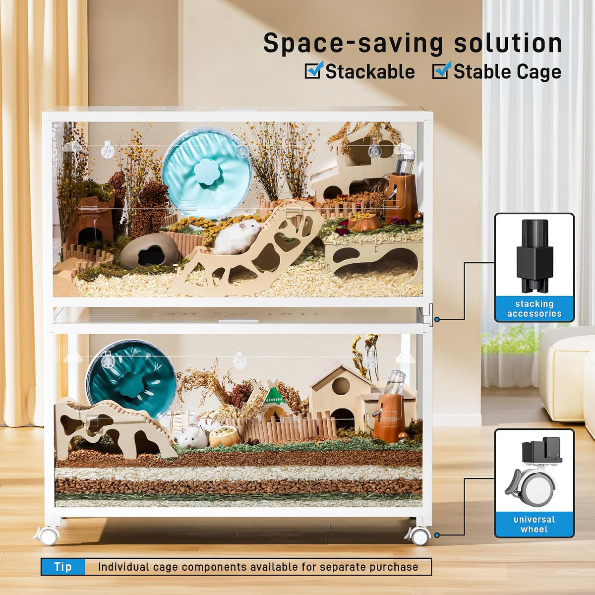 BUCATSTATE Hamster Cage 2.0, Large Hamster Enclosure – Essentials for Small Pets - 39.3"L x 19.7"W x 20.6"H / White - image 3