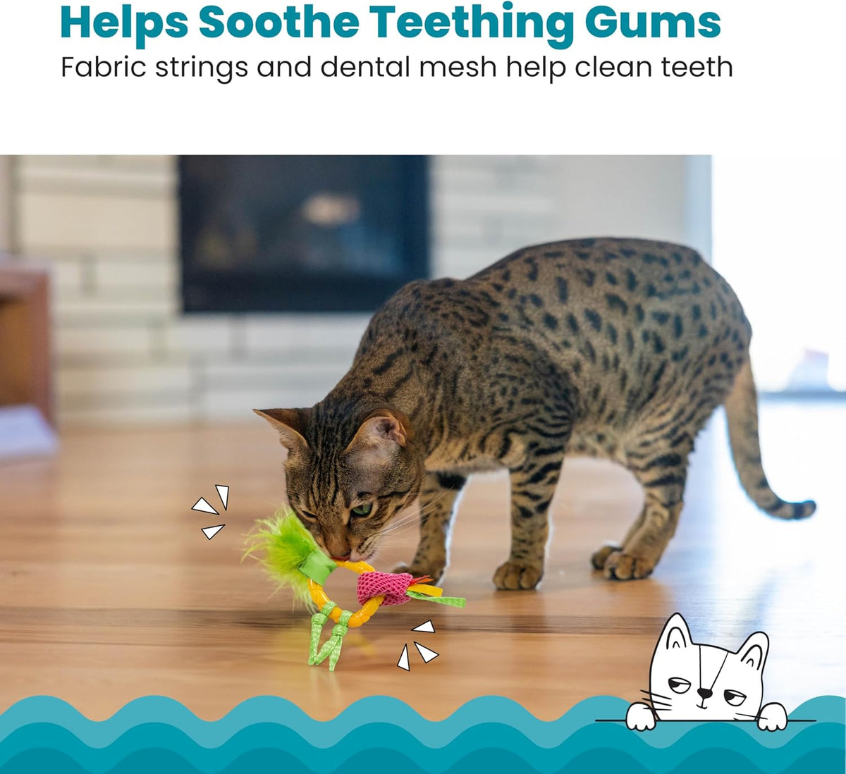 Catstages Strawbabies Dental Cat Chew Toy with Catnip & Feathers - Pineapple - image 2