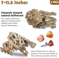 PINVNBY Natural Driftwood for Aquarium Decor Fish Tank Decorations - L:Honeycomb wood (7 - 11.5 inches/2 Pack) - image 2