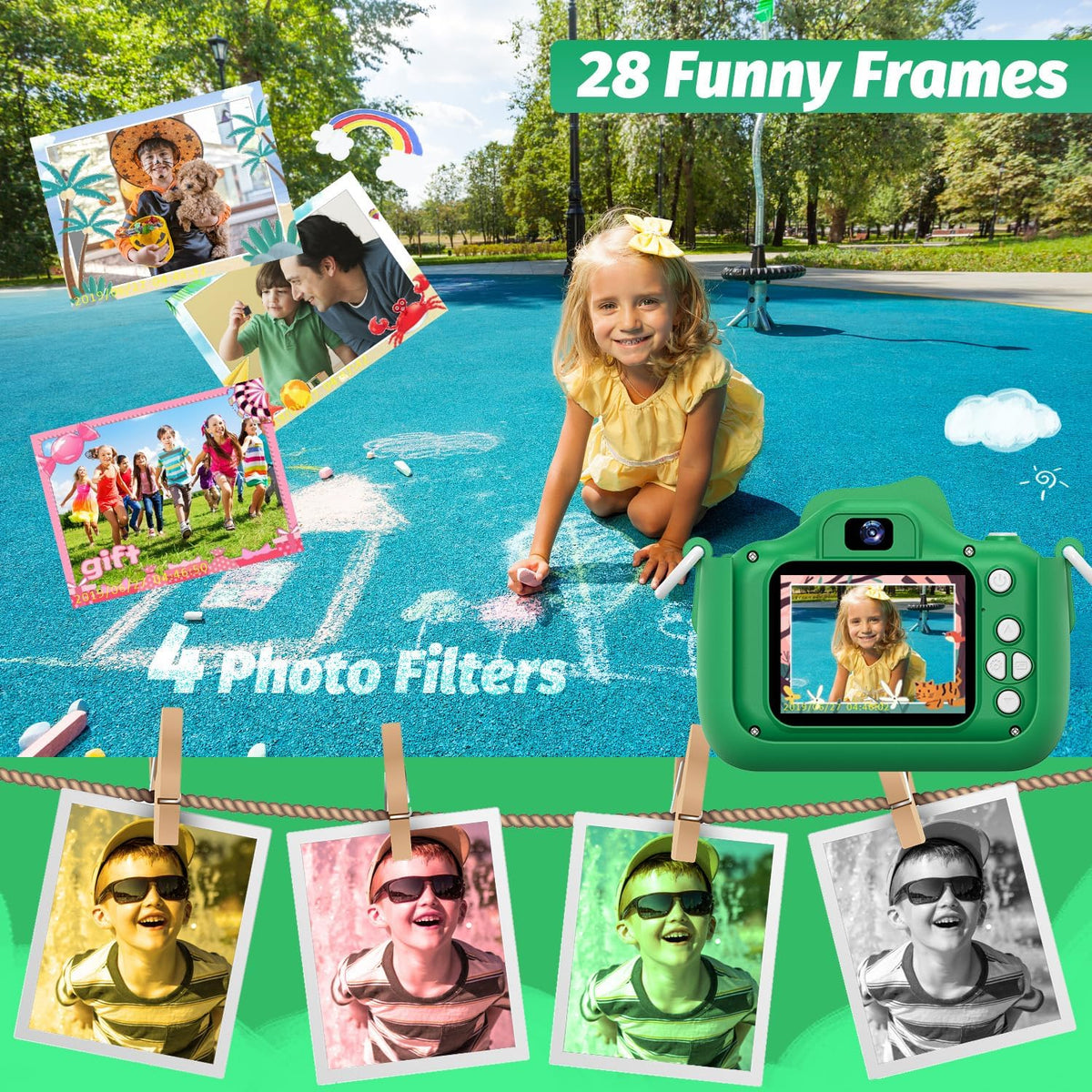 Goopow Kids Selfie Camera Toys for Girls Age 3-9 - Green - image 3