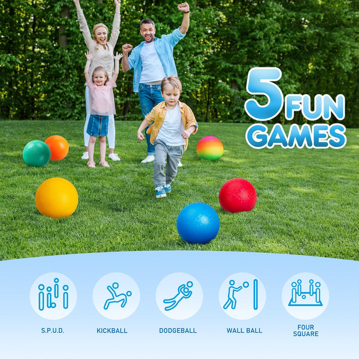 EVERICH TOY Playground Balls Kickball - Multicolor - Rainbow / 6 Pack - image 4