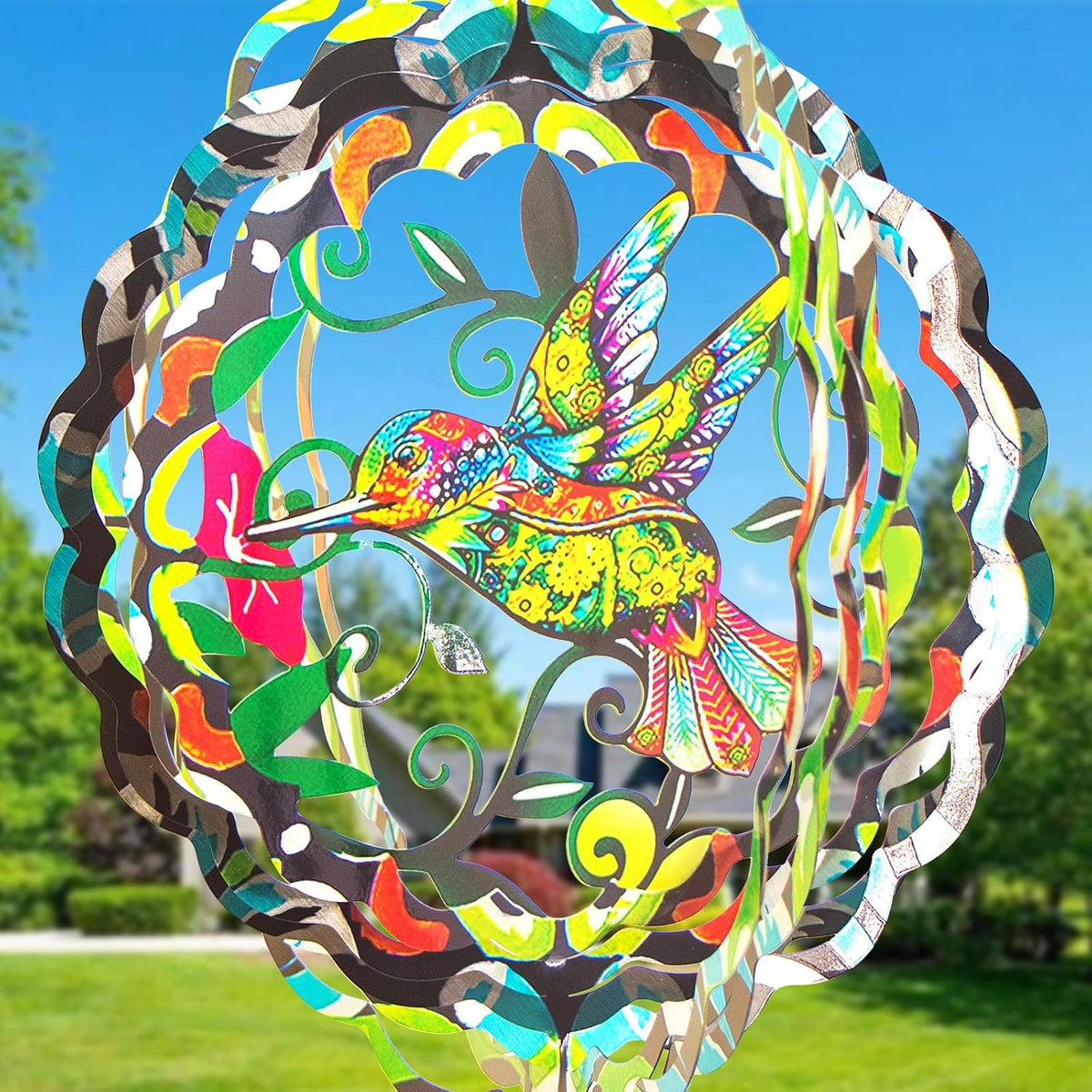 Rooster Metal Wind Spinners - Hummingbird / 12 Inch - image 3