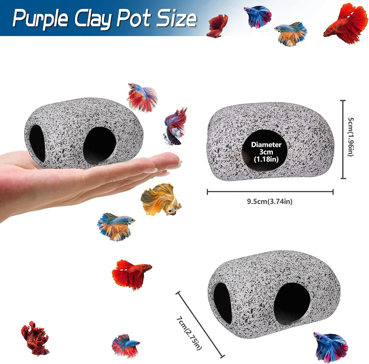 Ameliade Betta Fish Tank Rock Cave Decor Aquarium Accessories - Small (1 Piece) - image 2