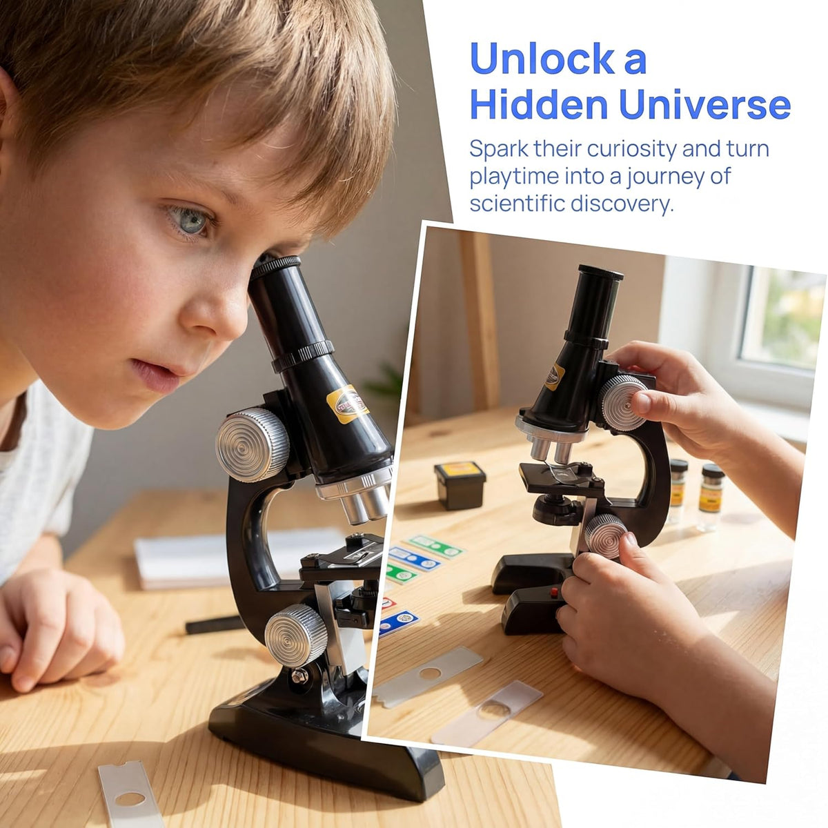 Little World Kids Microscope with LED Light - Black - image 2