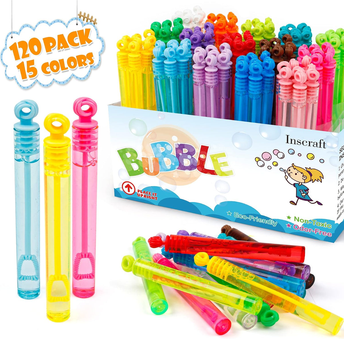 INSCRAFT Bubble Wand, Summer Toys, Wedding - 120 Pack