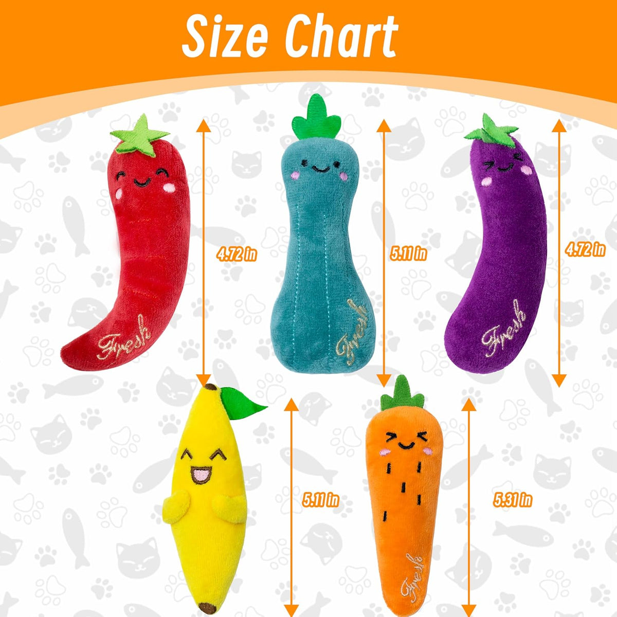 Seyezo Catnip Toys for Indoor Cats, Cat Toys for Cats, Vegetable - 5 pack-Vegetable - image 4