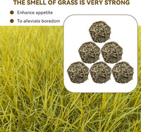 Rabbit Timothy Grass Ball 6 Pcs,Natural Bunny Grass Ball Timothy Hand Woven Chew Toys Small Animals Teeth Grinding Suitable for Hamster Guinea Pig Squirrel Totoro Gerbils