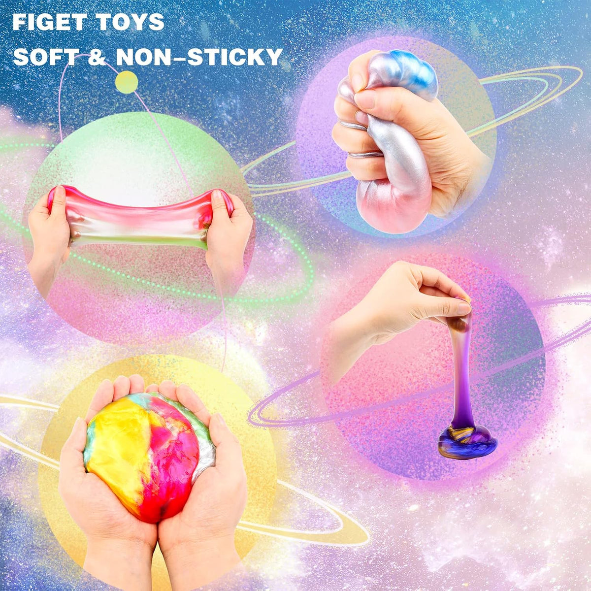 4 Pack Galaxy Slime Kit, Party Favors for Kids, Non Sticky, Wet - Galaxy - image 2