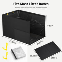 Waterproof Cat Litter Box Enclosure Splash Guard - Black-High - image 3