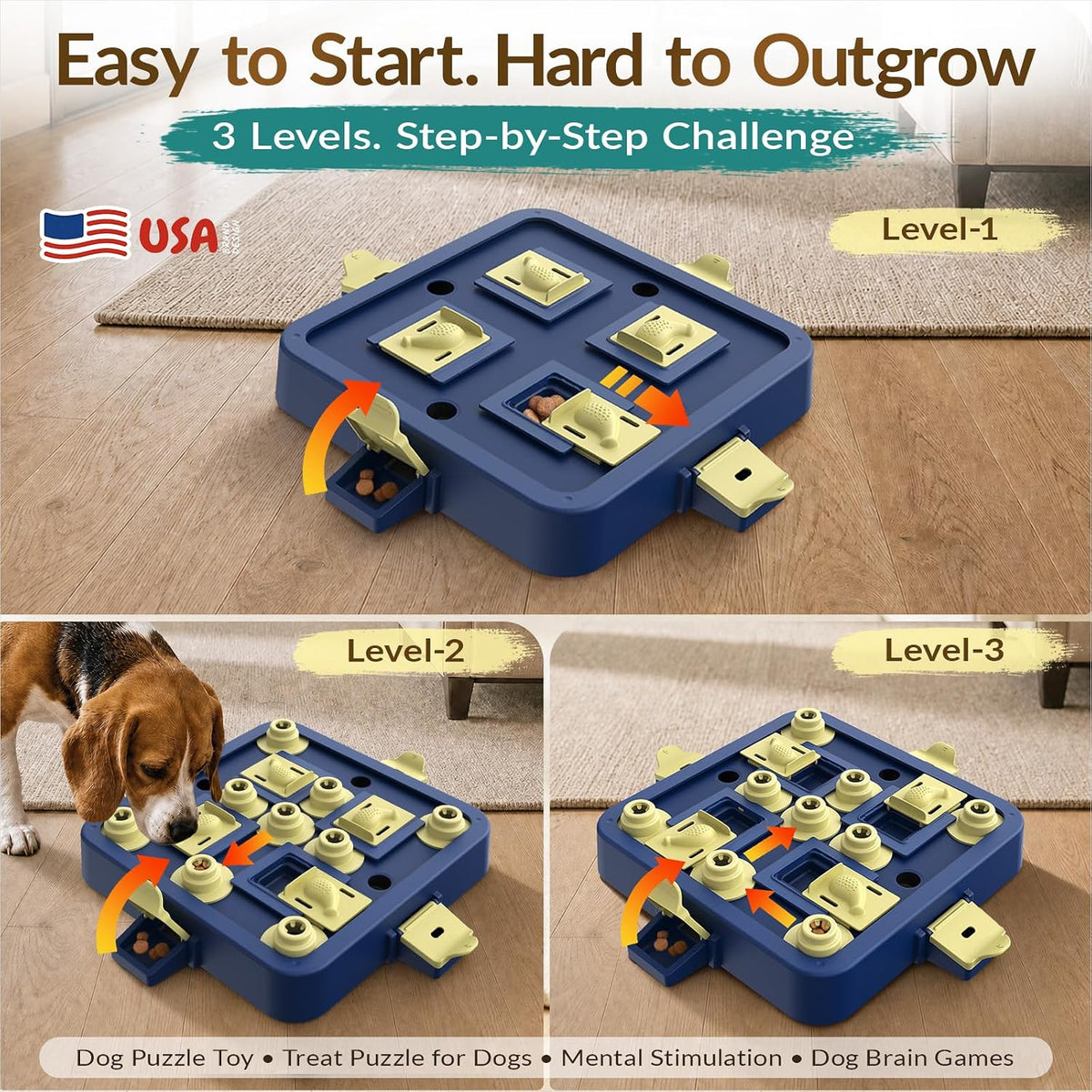 Dog Chess Puzzle Toy, 3-Levels - LEVEL 3 IN 1 / Blue - image 2