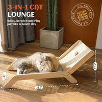 PETKARAY Beach Chair Cat Hammock - White Plush / Beach Chair - image 3