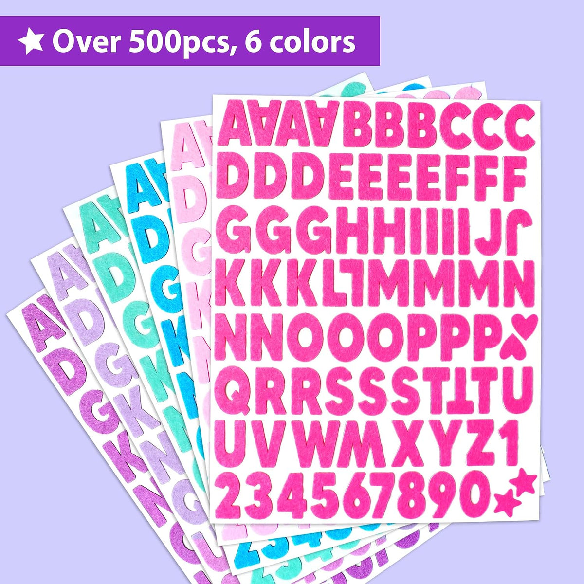 KRAFUN felt letter stickers with alphabet, numbers, stars and hearts - view 6