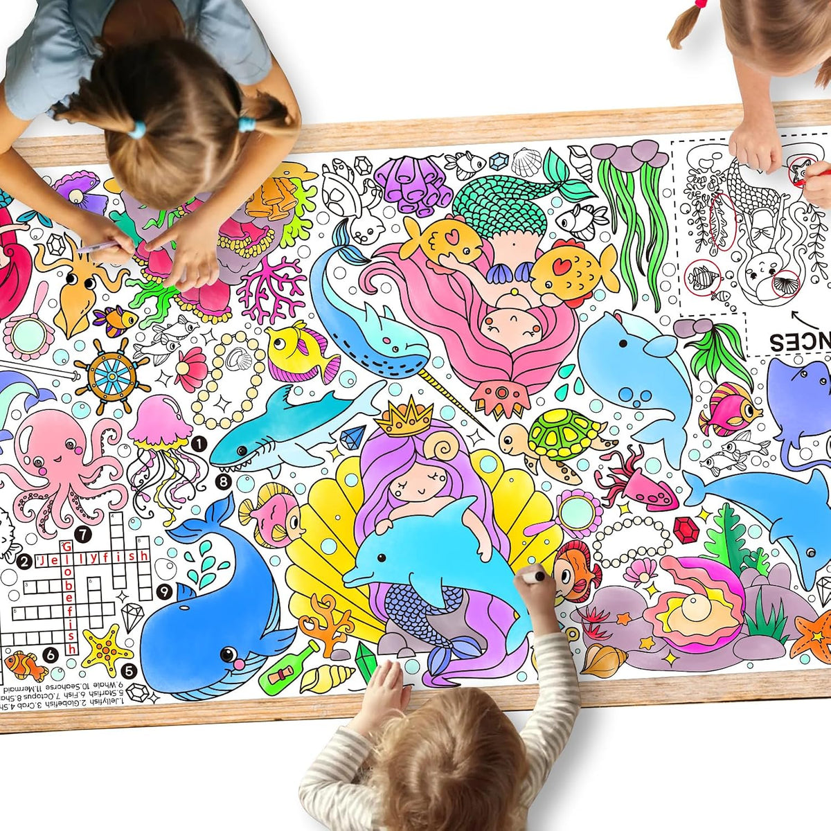 Halloween Activity Poster, Halloween Tablecloth for Kids - Mermaid